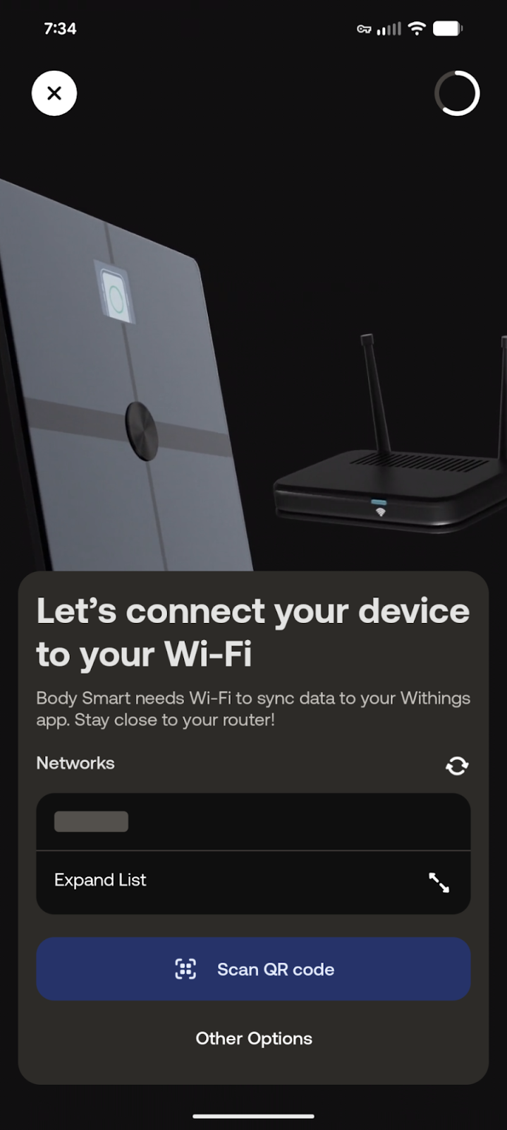 Connect Wi-Fi screen