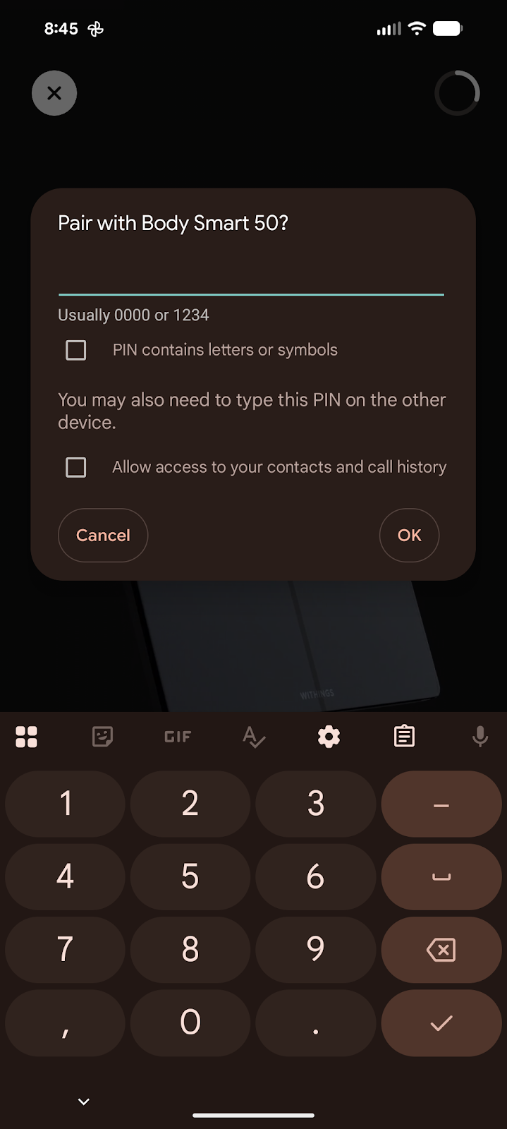 Enter the code to pair