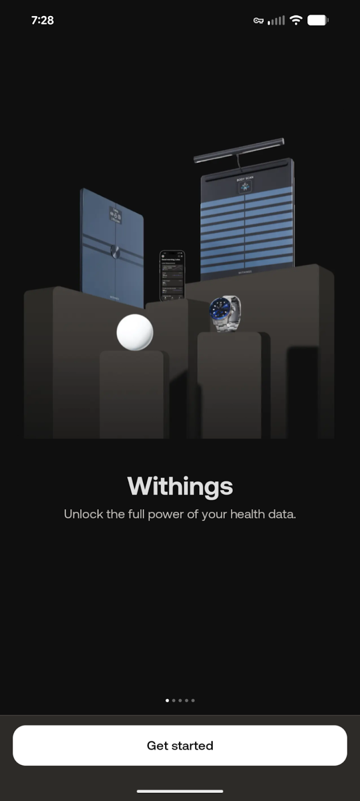 Withings App Welcome Screen