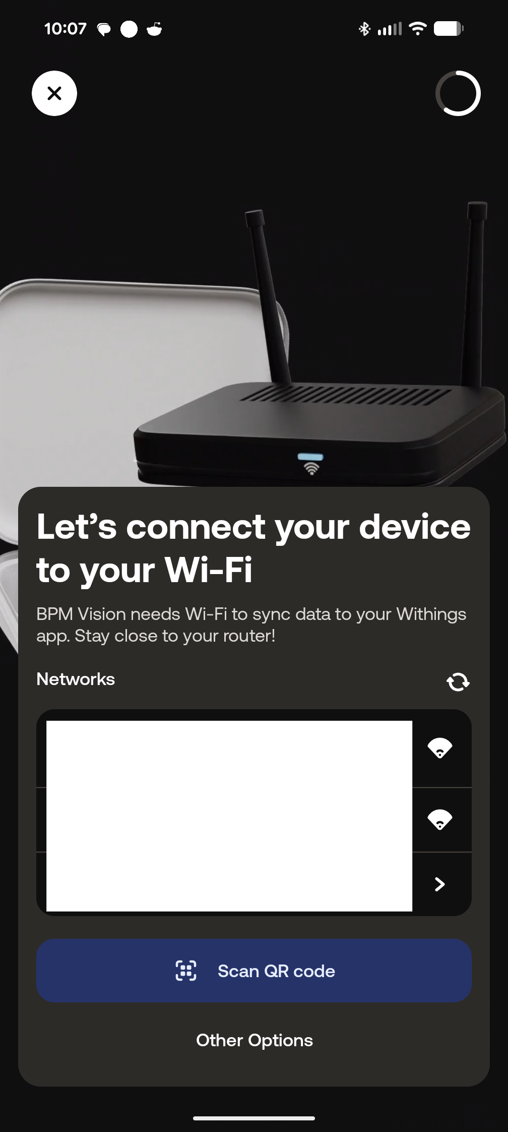 Select Wi-Fi network for BPM